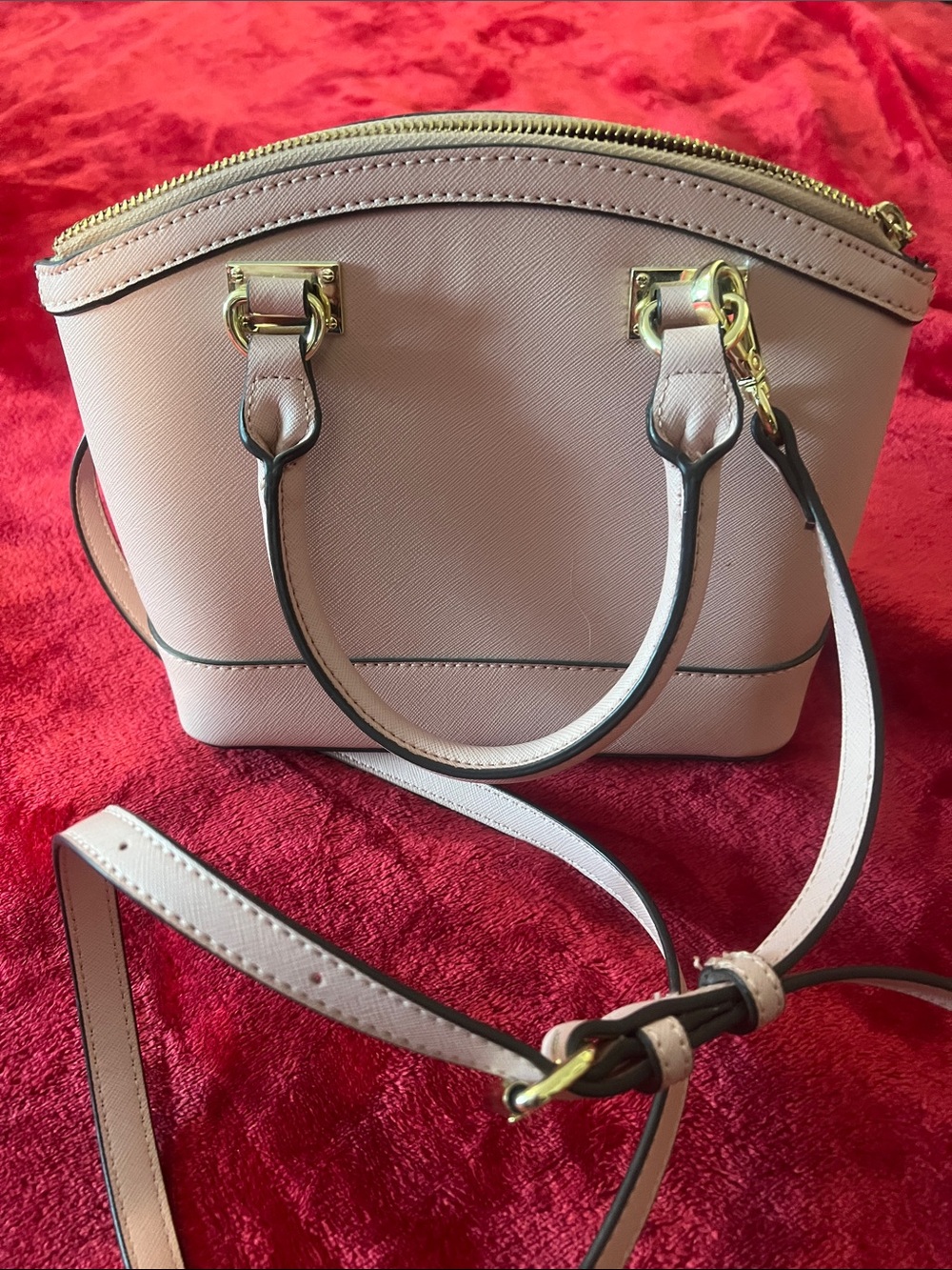 Anne Klein Blush Dome Satchel with Gold Hardware